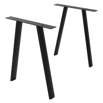 ML-Design Tischbeine Metall Schwarz 2er Set, Tischgestell Outdoor wetterfest, Tischfüße A-Form, Tischkufen aus Stahl, Tischuntergestell 60x72 cm, Oval