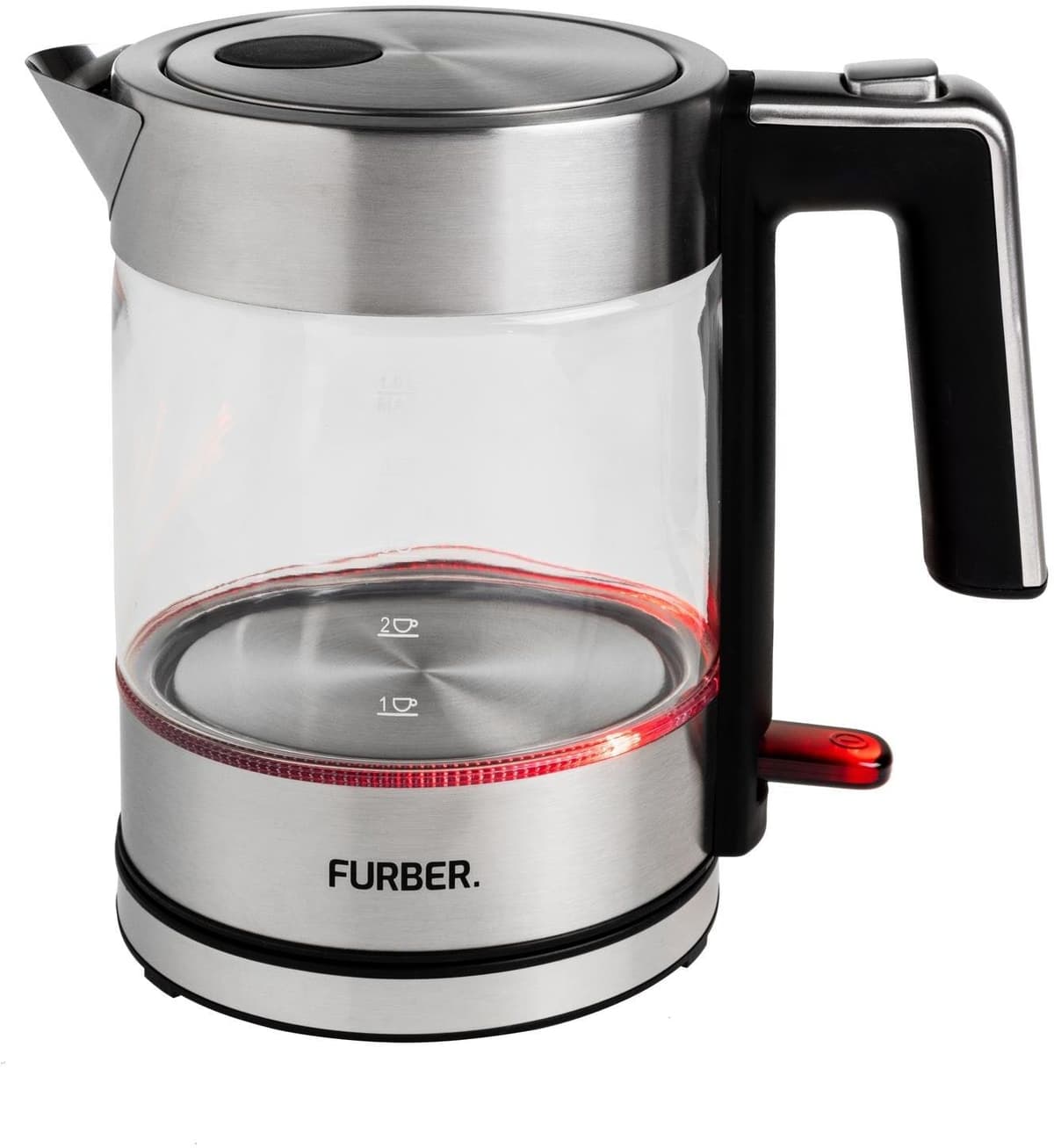 FURBER Wasserkocher "Vetro 1 l", silber (silberfarben, transparent), Wasserkocher, Wasserkocher silberfarben, transparent Einheitsgröße