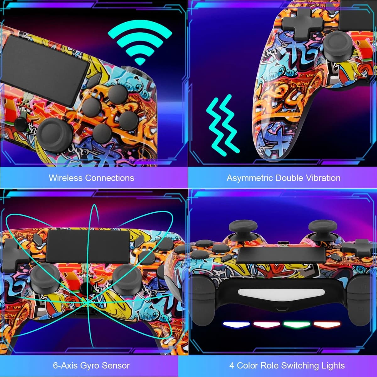 GAMINJA P47 Wireless Bluetooth Controller Gamepad With 6-axis Gyroscope PC Joystick Touchpad Dual Vibration For PS4 PC Wins 7 8