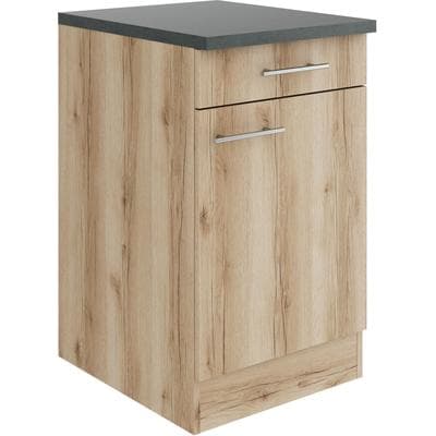 Unterschrank OPTIFIT "Bella", beige (wildeiche, wildeiche, anthrazit), B:50cm H:84,8cm T:60cm, Holzwerkstoff, Schränke, Unterschrank, Breite 50 cm, 1 Tür, 1 Einlegeboden, 1 Schubkasten