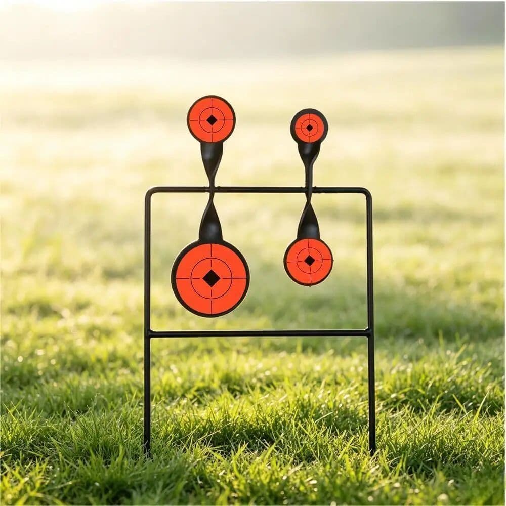 NONE 4 Piece Rotating Reset Target, 4mm Carbon Steel Metal Thickened Ground-Insert Shooting Training Steel Pellet Round Target
