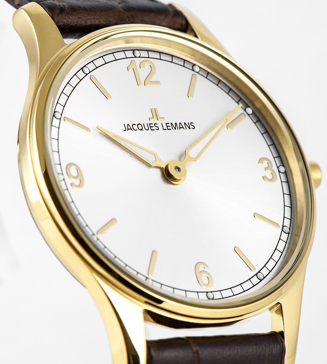 Quarzuhr JACQUES LEMANS "London", braun (dunkelbraun, silberfarben), Armbanduhren, Damen, goldfarben, Quarzuhr, Armbanduhr, Damenuhr, Lederarmband, gehärtetes Crystexglas