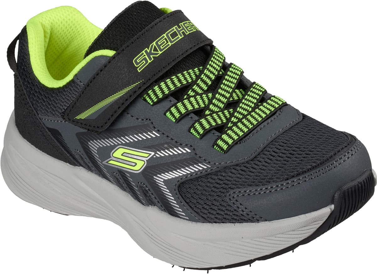 Sneaker SKECHERS "MICROSPEC TREAD", Jungen, Gr. 37, atmungsaktiv, grau (grau, limette), Lederimitat, Textil, Schuhe Sneaker, Schnürer mit Klettverschluss, Größenschablone zum Download