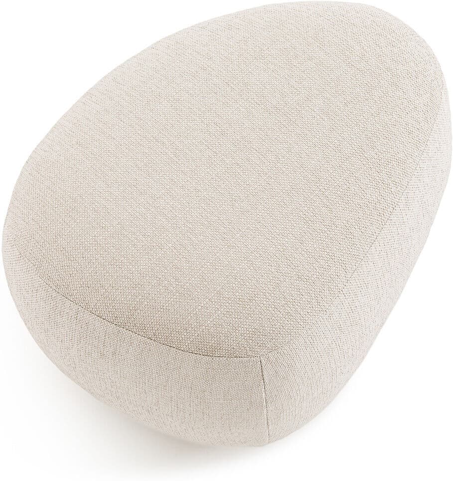 AM.PM Repose-pieds, pouf en tissu texturé et base chêne massif, Jerry