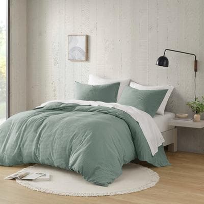 Chelsea Square Mina Modern Boho Waffle Weave Textured Duvet Cover Set