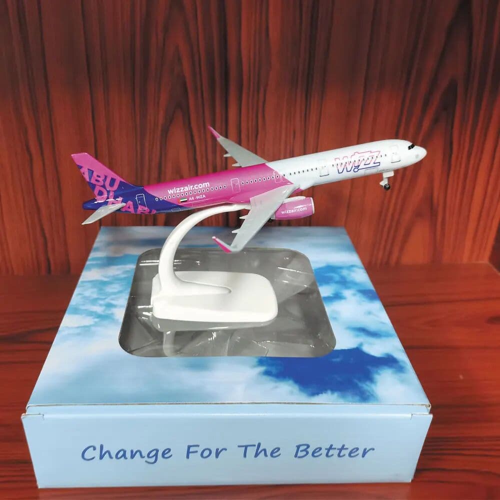 NONE 20cm Scale Planes A321 NEO Wizz  Passenger Aircraft Wheeled Landing Gear Aircraft Model Collected Gift By Aviation Home Decorati