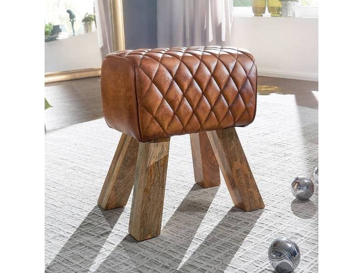 home24 Gestoffeerde hocker Pratella 40cm bruin