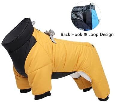 Daily Deals Depot Waterproof Winter Dog Jacket For Small Medium Dogs, Warm Thicken Pet Puppy Coat For Chihuahua French Bulldog Pug Dog hook Loop Yellow l