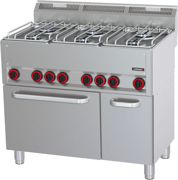Casselin Fornello a Gas 6 Fuochi con Forno Elettrico Ventilato GN 1/1 P 99