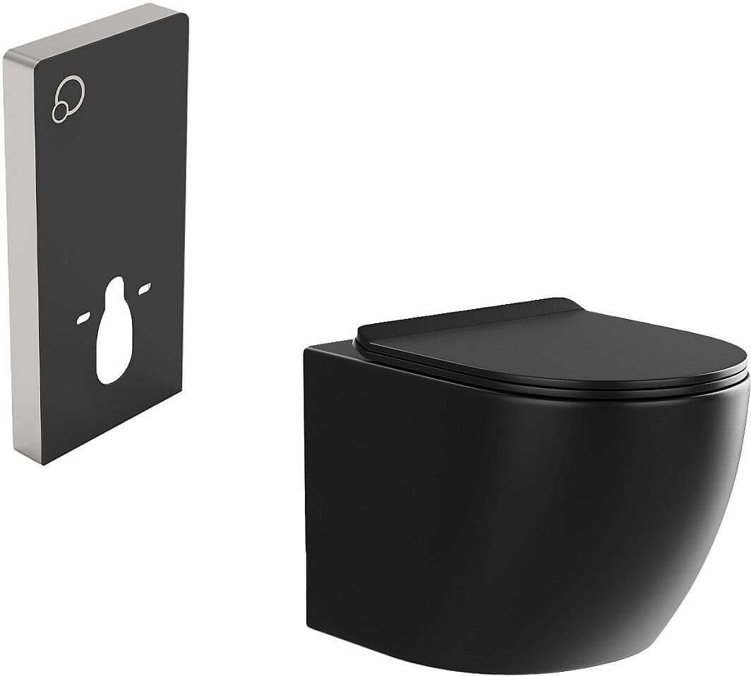 Vente-unique Sparset - Wand-WC mit dekorativem Trägergestell - Schwarz matt - JAVOINE