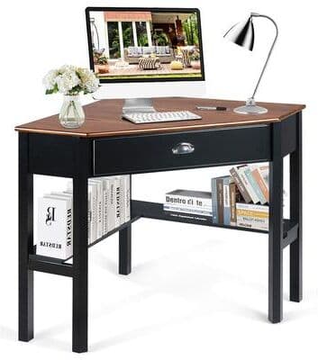 Corner Computer Desk Wood Compact Home Office Desk
