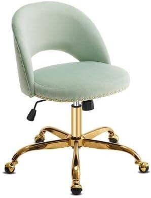 No Office Chair Velvet Desk Chair Swivel Armchair Cute Modern Fabric Home Office Desk Chairs with Wheels