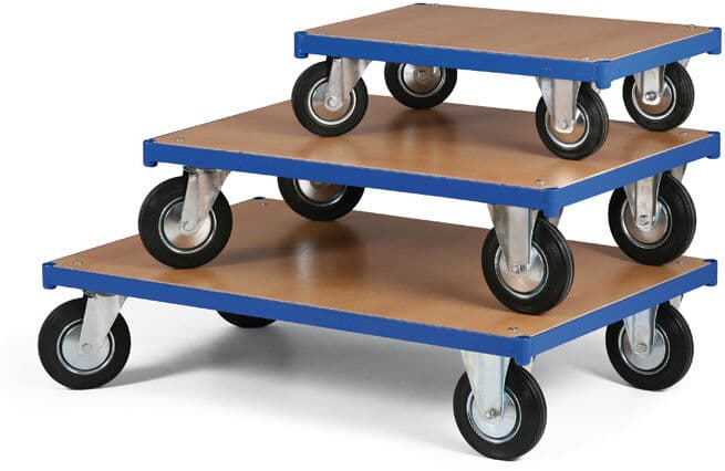 B2B Partner Platforma transportowa, 1200 x 800 mm, nośność 300 kg, koła 160 mm z czarną gumą