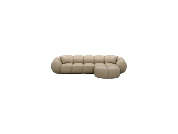 4-Sitzer Design Echtleder Ecksofa „Azura“ Echtleder Beige dunkel BLOOMINGLOFT Collection