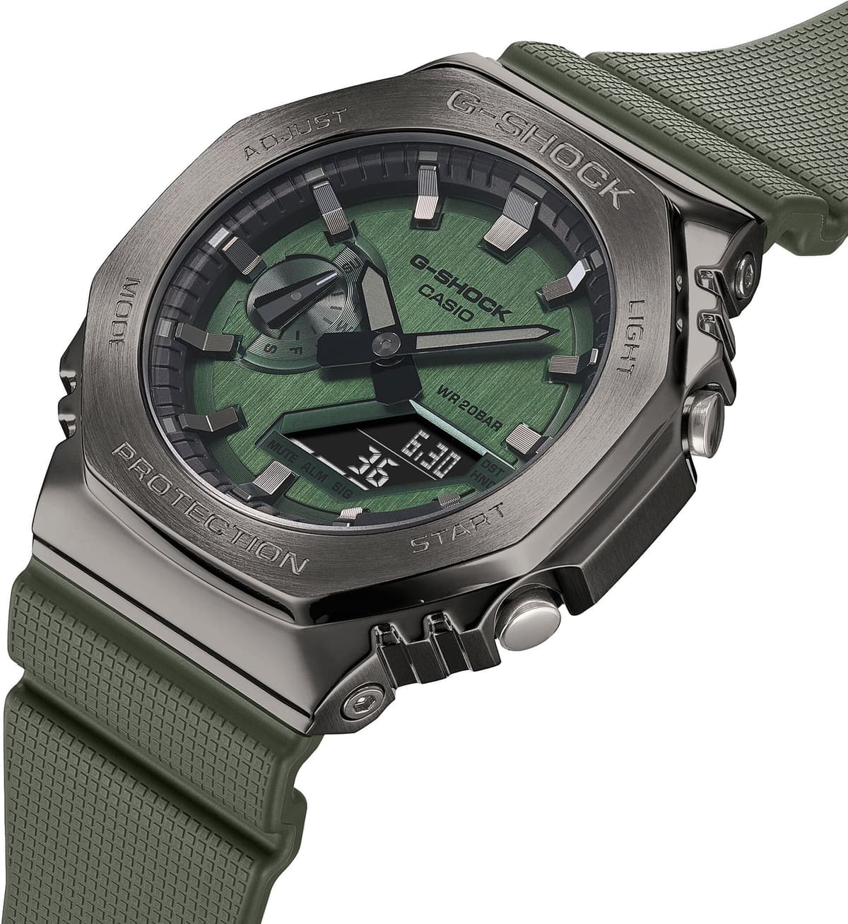 Chronograph CASIO G-SHOCK, grün (olivgrün, anthrazit, grün, schwarz), Armbanduhren, Herren, grau, Chronograph, Quarzuhr,Armbanduhr,Herrenuhr,digital, bis 20 bar wasserd.Resinarmband