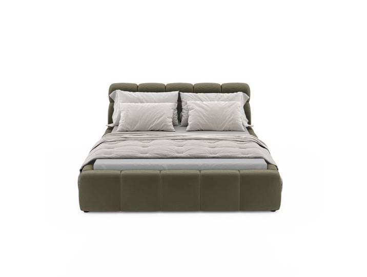 Lit coffre 140x200 cm JULIA effet bubble tissu vert