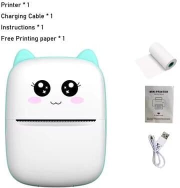 Youfap Market Mini Cat Portable Thermal Printer, Wireless Bluetooth Printer For Photos And Labels blue