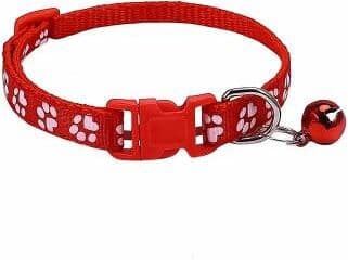 Inspired Finds PawPrint Bell Pet Collar Adjustable Safety Collar For Cats, Kittens, Puppies & Small Dogs red