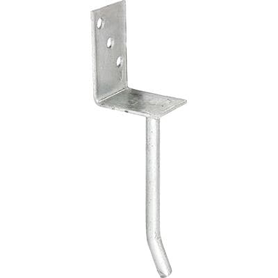 L-Pfostenträger ALBERTS, grau (feuerverzinkt), B:8cm T:6cm, Stahl, Bodenanker, feuerverzinkt, Breite 80 mm, Länge des Riffelstahl 200 mm