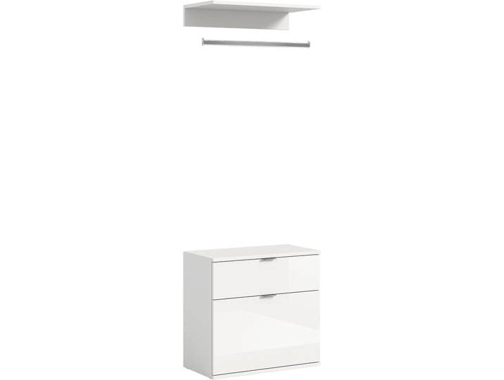 Garderoben-Set HOME AFFAIRE TRONDHEIM, 3-teilig, Breite 61 cm, Zwischenbauelement , weiss (weiß, weiß hochglanz), B:61cm H:62cm T:34cm, Holzwerkstoff, Kastenmöbel-Sets, Garderoben-Set, Kommode, Kleiderstange, Ablageboden