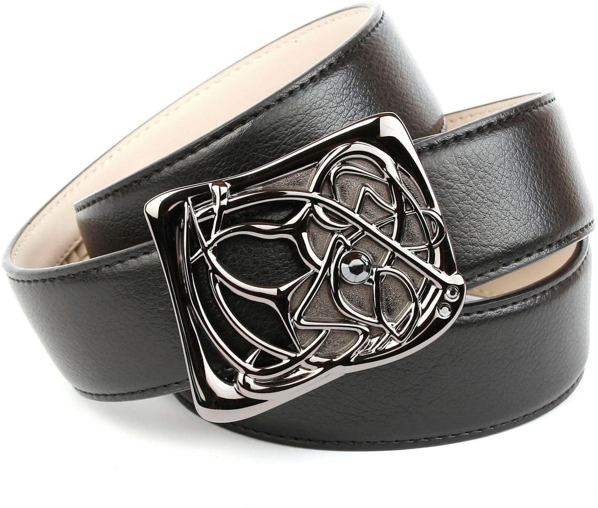Ledergürtel ANTHONI CROWN, Damen, Gr. 110, schwarz, Leder, unifarben, Gürtel Ledergürtel, mit Designer Schliesse schwarz 110