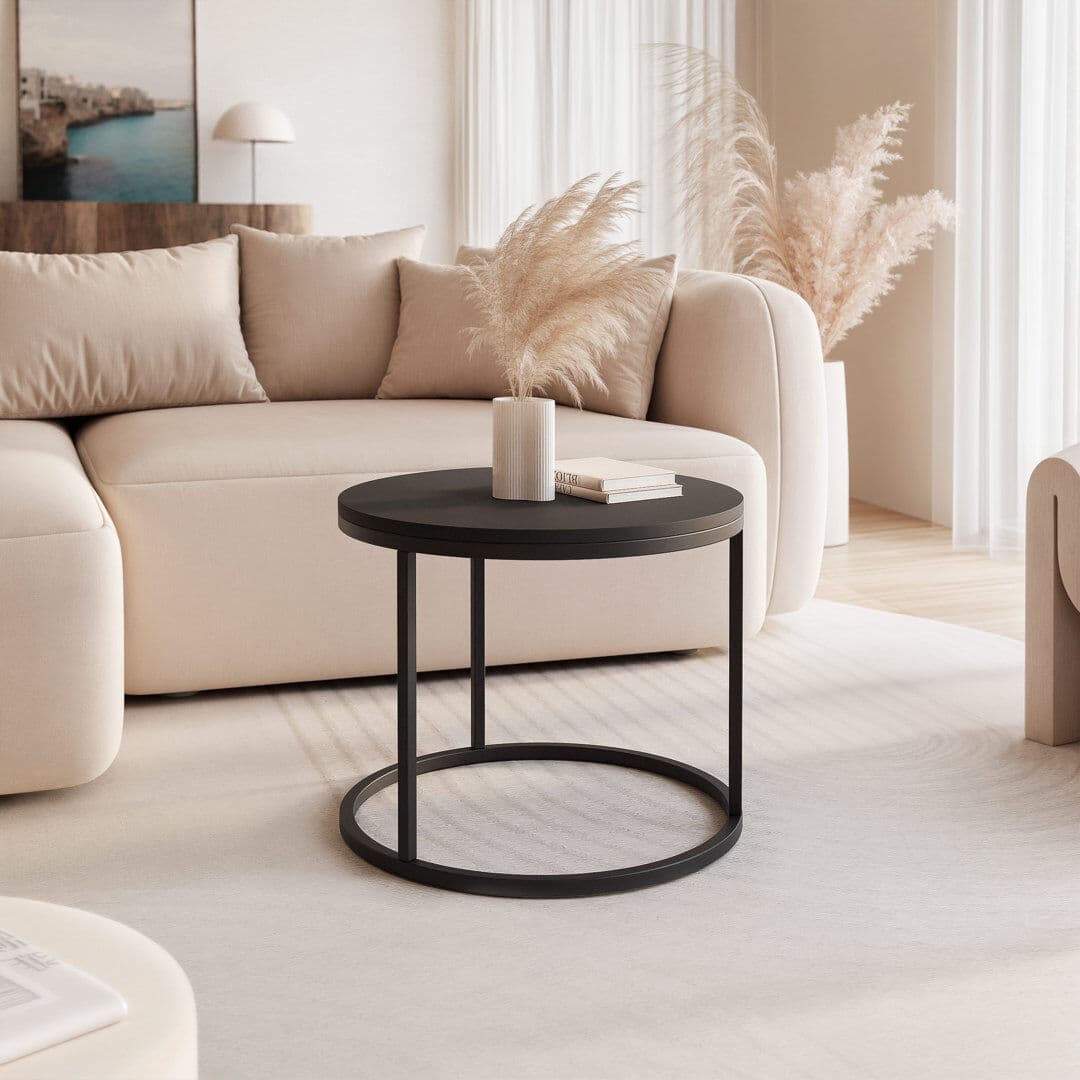 Idohome Coffee Table with Storage Matte Black/Black 42 cm H x 50 cm L x 50 cm W