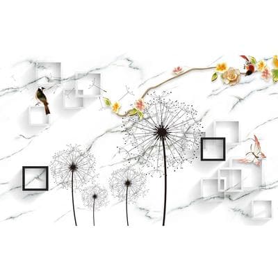 Fototapete PAPERMOON "Muster mit Pusteblume", bunt, B:2,5m L:1,86m, Vlies, Tapeten