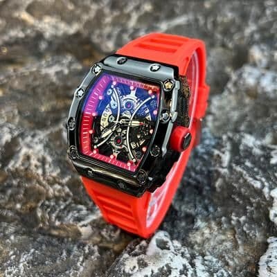 Friendly Fresh Finds Light Luxury Mens Watch With Wine Barrel Dial And Night Glow Sports Calendar red1