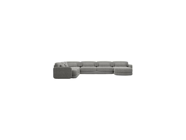 7-Sitzer Design Panorama-Sofa „Eloria XXL“ mit Strukturstoff-Bezug Strukturstoff Grau BLOOMINGLOFT Collection