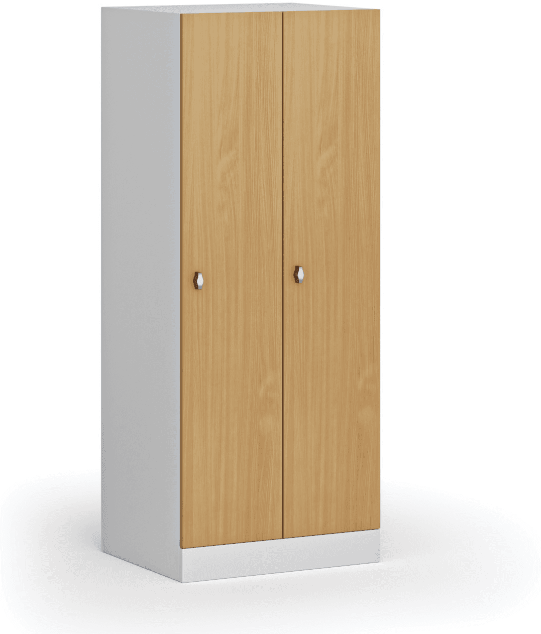 B2B Partner Szafa ubraniowa S1 obniżona, 2-drzwiowa, 1500 x 600 x 500 mm, demontaż, zamek obrotowy, drzwi laminowane, buk