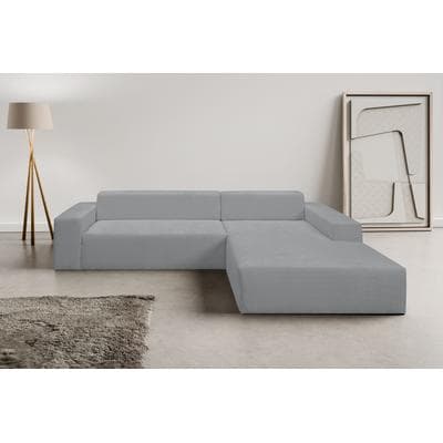 Ecksofa WERK2 "Zeus-XL 311 cm breit, bequemes Mega-Sofa in L-Form, große Sitztiefe", grau, B:311cm H:70cm T:210cm, 100% Polyester, Sofas, Ecksofa, Curvy-trend Chenille Big-Sofa mit 210 cm XXL-Ottomane für 2 Personen