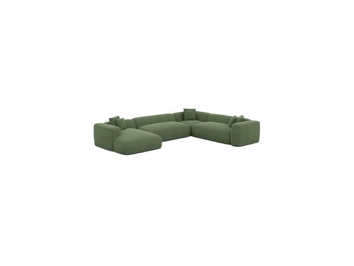 7-Sitzer Design Panorama-Sofa „CLevante XXL“ mit Strukturstoff-Bezug Strukturstoff Grün BLOOMINGLOFT Collection