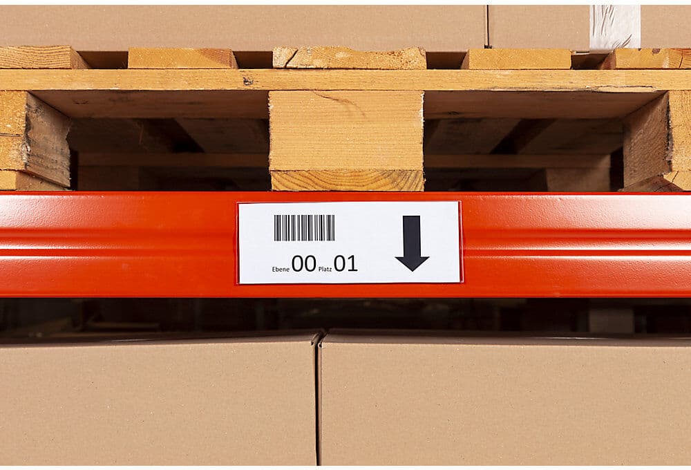 kaiserkraft Etikettenhalter, verlängerte Vorderseite, VE 50 Stk, BxH 210 x 60 mm, selbstklebend