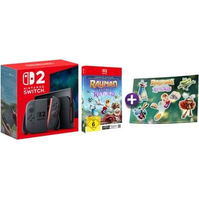 NINTENDO SWITCH 2 Konsolen-Set "Switch 2 + Rayman Legends Retold – Launch Edition (Softwarekarte)", schwarz, B:27,2cm H:16,6cm T:1,39cm, Spielekonsolen