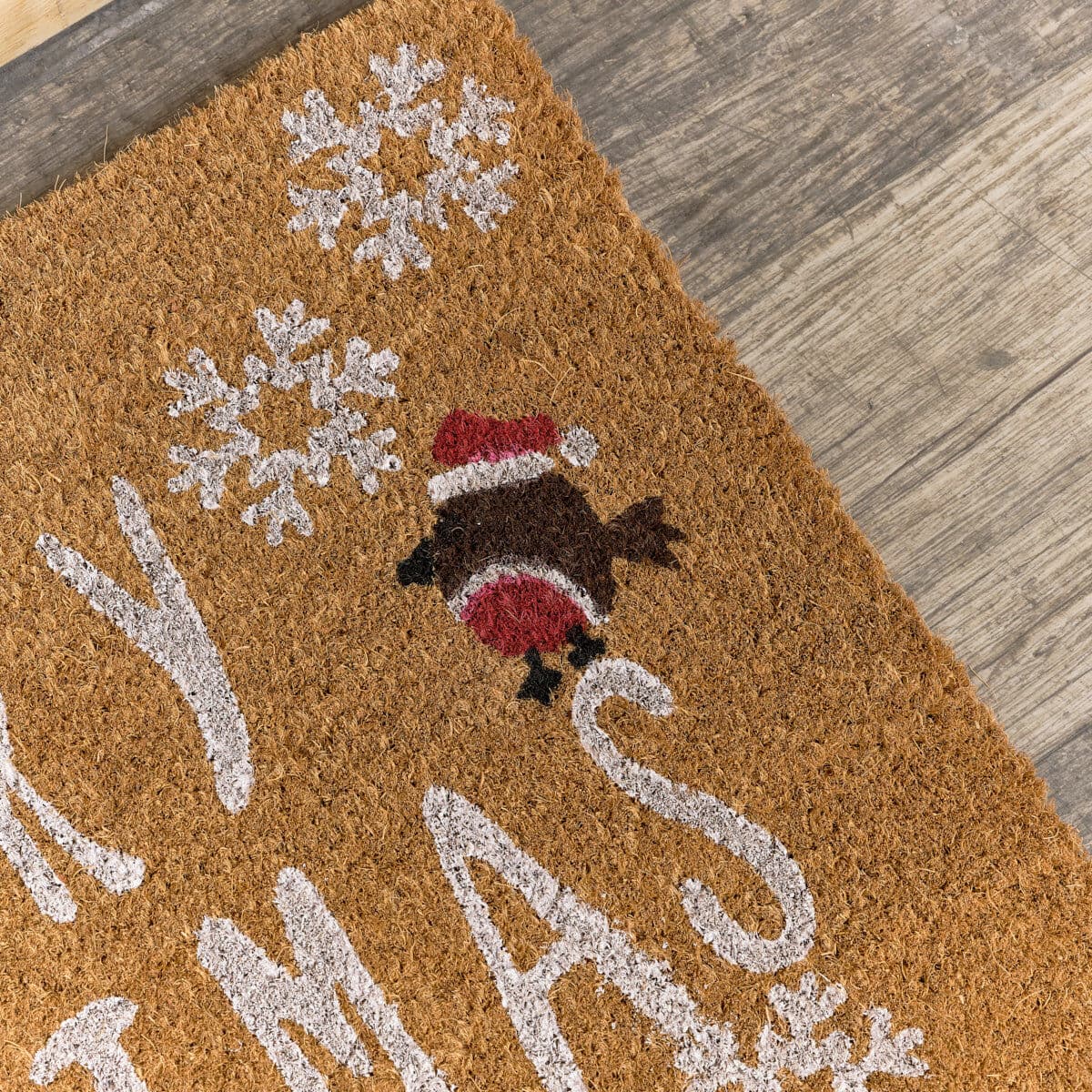 Merry Christmas Robin Detail PVC Backed Coir Door Mat 60cm x 40cm Rubber, Coir, PVC