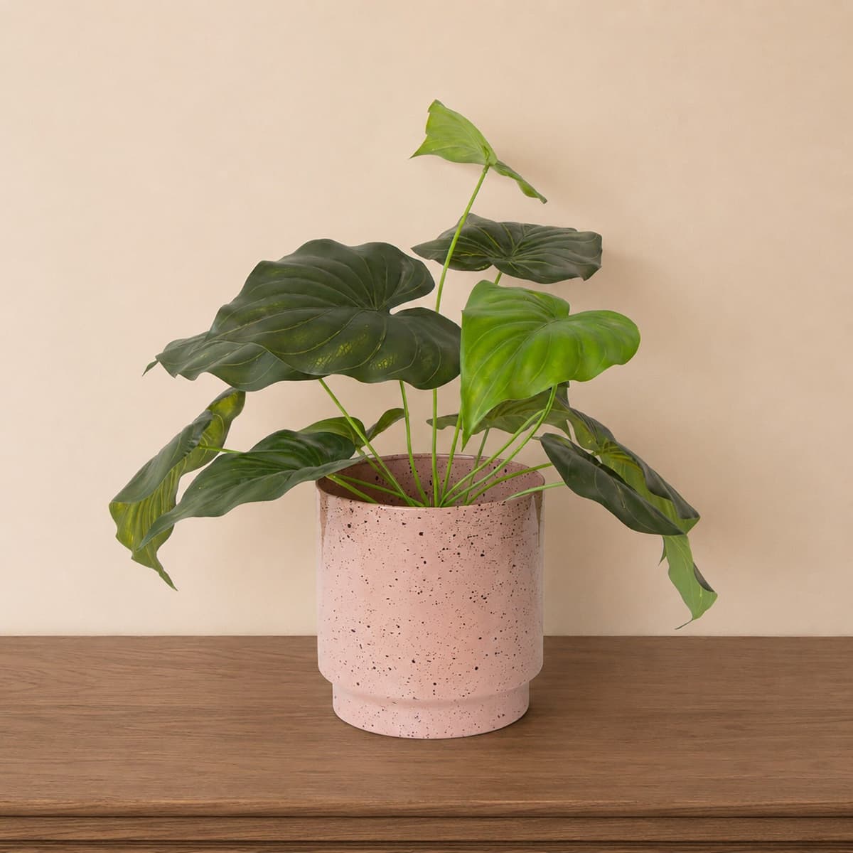 Large Pink Speckled Metal Planter Pot - 20cm x 20cm Metal