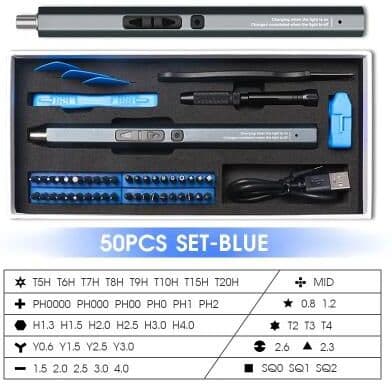 Inspired Living Cordless Electric Screwdriver Pro Kit Precision Screwdriver Set With Magnetic Screwdriver Bits, USB Rechargeable Power 50 In 1