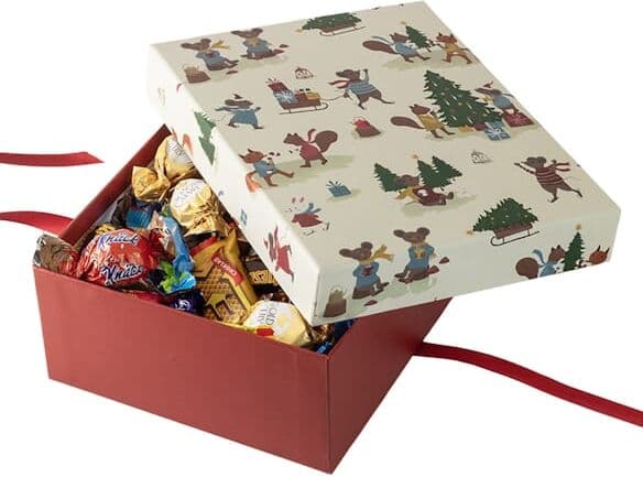 Julbox med inslaget godis 1000 g