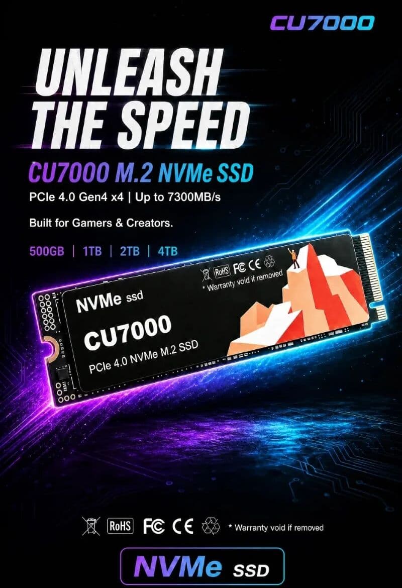 NONE Original CU7000 NVMe M.2 2280 1TB 2TB  4TB SSD Internal Solid State Hard Disk SSD M2 PCIe 4.0x4 Drive for PS5 Laptop PC