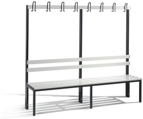 Banc d'armoire C+P Basic, H1650xL1960xP403mm Couleur Bandes d'assise gris clair Couleur Cadre noir gris noir ; C + P Möbelsysteme (8052-100 S10014)