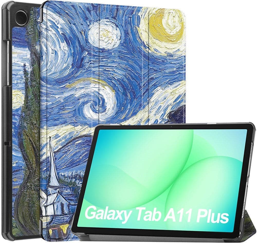 Samsung Galaxy Tab A11+ (Plus) EIDERWOOD Kunstlæder Flip Cover m. Motiv - Stjernehimmel