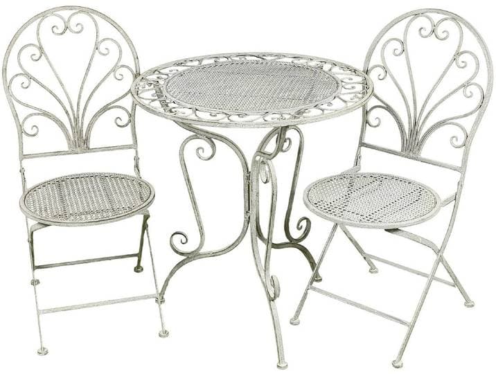 Balkonset AMBIENTE HAUS Gartenmöbelset , grau, B:70cm H:75cm T:70cm, Eisen, Sitzmöbel-Sets, Balkonset, Sitzgruppe Garten Metall Nostalgisch