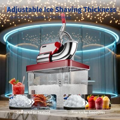 Garvee High Efficiency Commercial Ice Shaver Machine, Double Stainless Steel Blades, 50L Shaved Ice Machine