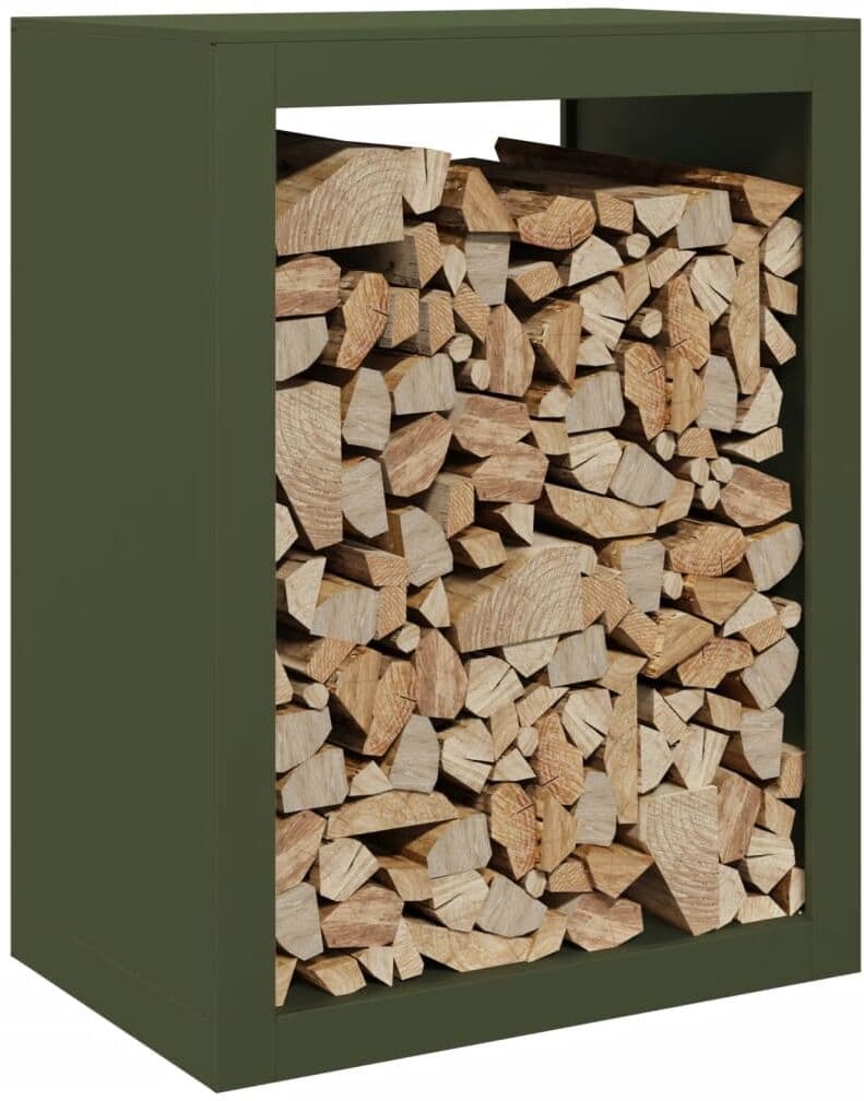 vidaXL Portant de bois de chauffage vert 60x40x80 cm acier