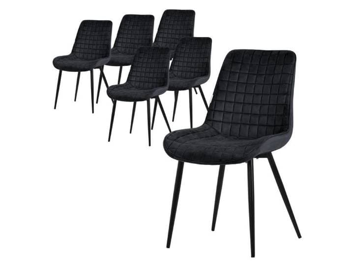 ML-Design Lot de 6 Chaises de Salle à Manger Noir Assise en Velours avec Pieds Métalliques Noirs avec Dossier Rembourrées