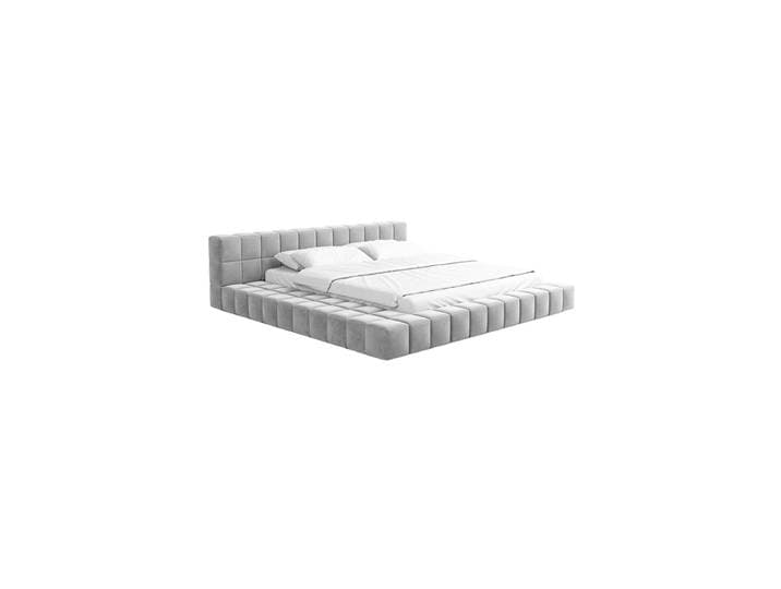 Design Polsterbett „Sora“ mit Ablagefach, Samt Hellgrau BLOOMINGLOFT Collection