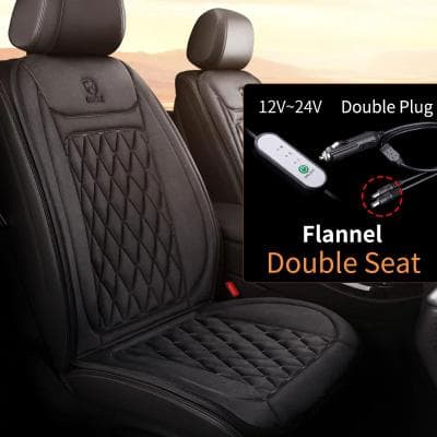 Inspire Select 12V 24V Heated Car Seat Cover Fast Heating Winter Seat Cushion Protector black Flannel 2 Pcs