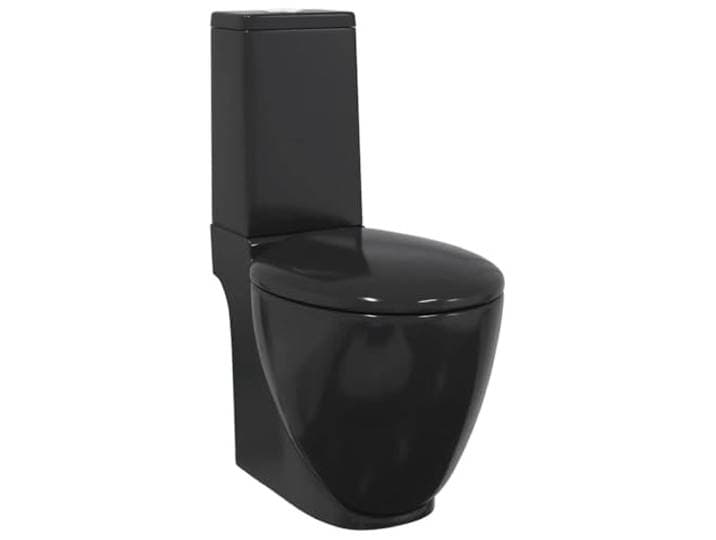vidaXL Toilet rond afvoer onder keramiek zwart