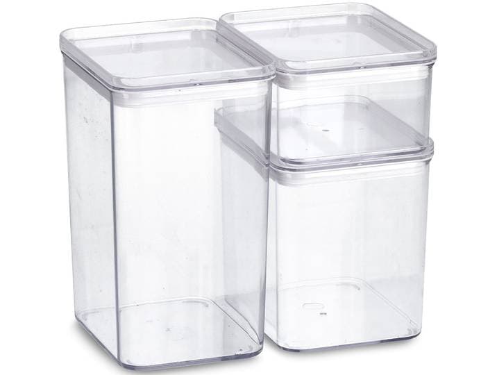 Vorratsdose ZELLER PRESENT, transparent, Kunststoff, Silikon, Lebensmittelaufbewahrungsbehälter, Vorratsdose, 3-teilig, stapelbar