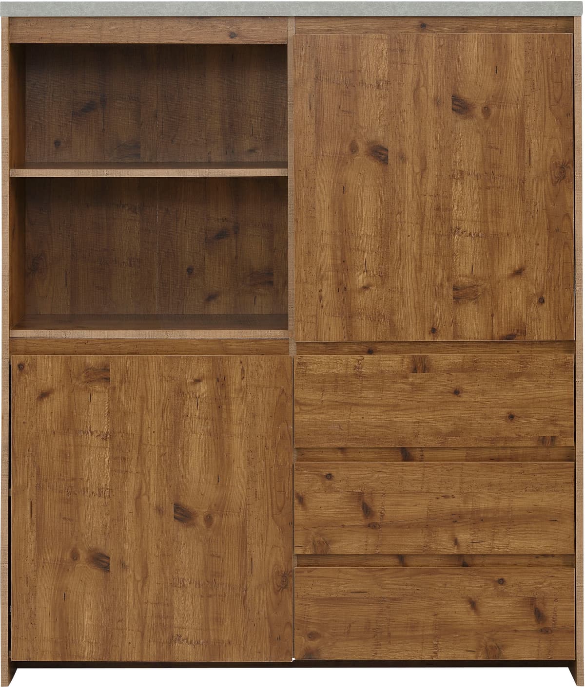Highboard GOODPRODUCT "Maribo", beige (naturfarben), B:125cm H:140cm T:35cm, Sideboards, Highboard, Stauraumschrank im modernen Landhaus-Stil, Breite 125 cm naturfarben B/H/T: 125cm x 140cm x 35cm